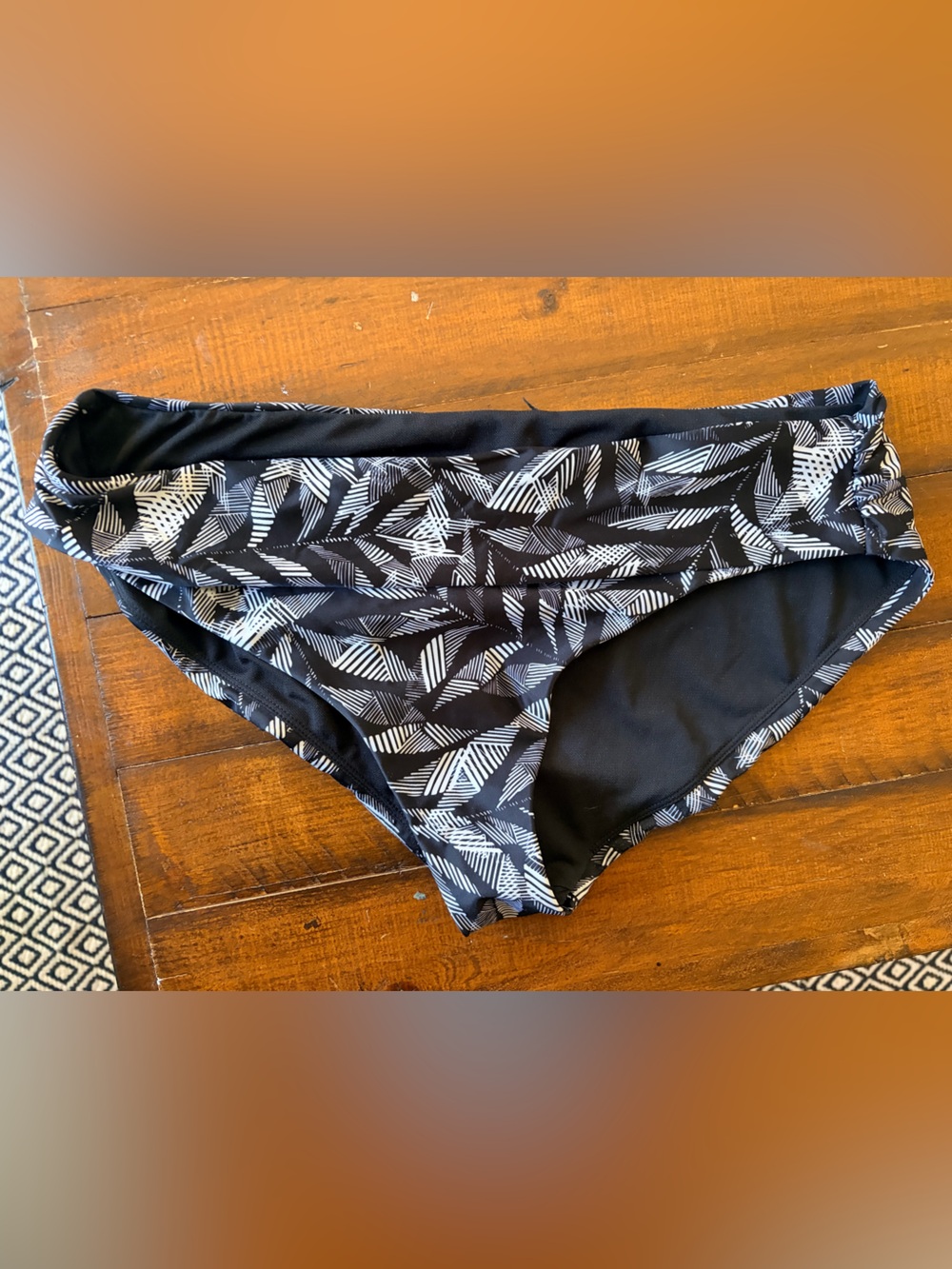 Prana Black & White Printed Bikini Bottoms